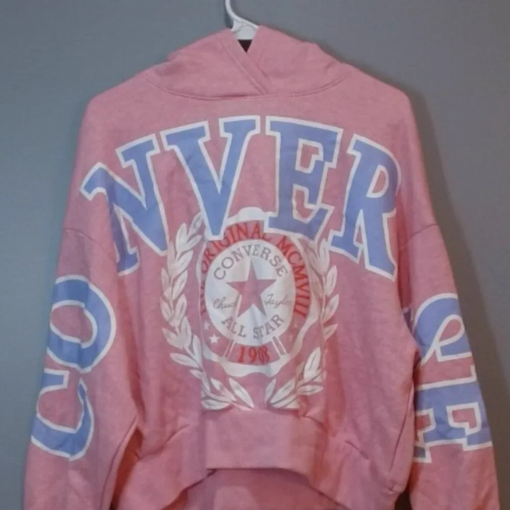 Converse Girls’ Pink French Terry‎ Hoodie Sweatshirt Size XL Pullover